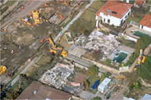 Aerial view of a disaster zone